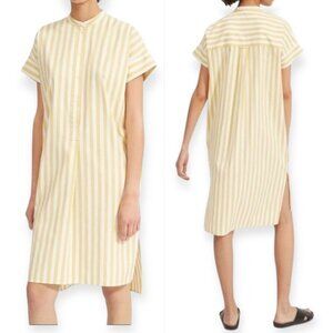 Everlane Cotton Popover Striped Midi Shirtdress Yellow White Size 6